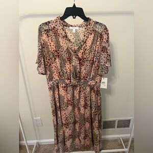 1901 Coral Pink Summer Floral Midi Dress